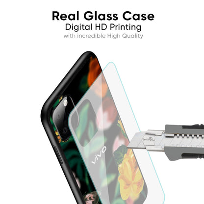 Flowers & Butterfly Glass Case for Vivo X50 Pro