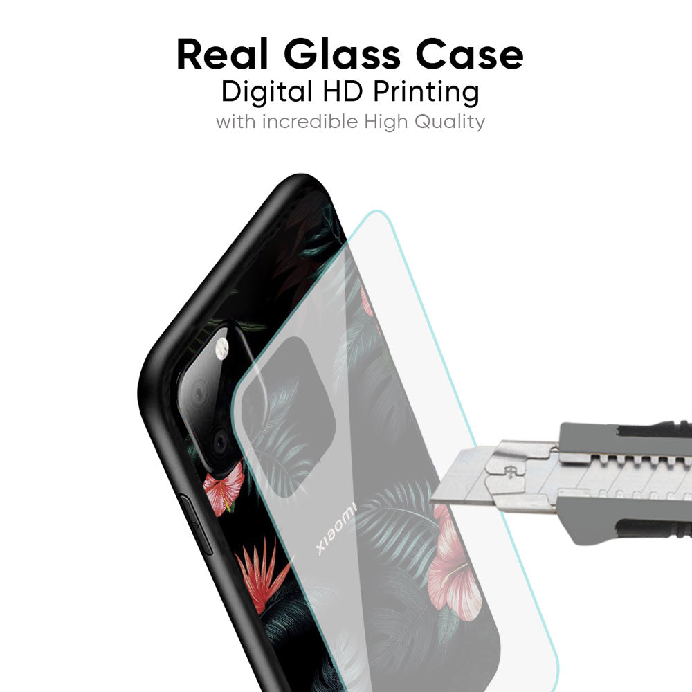 Tropical Art Flower Glass Case for Redmi Note 12 5G