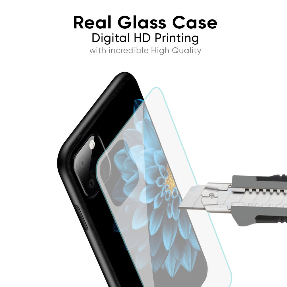 Half Blue Flower Glass Case for iPhone XS Max