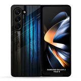 Grey & Blue Wooden Texture Glass Case for Samsung Galaxy Z Fold5 5G