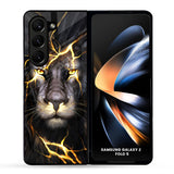 Golden Grey Lion Glass Case for Samsung Galaxy Z Fold5 5G