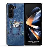 Kitty In Pocket Glass Case for Samsung Galaxy Z Fold5 5G