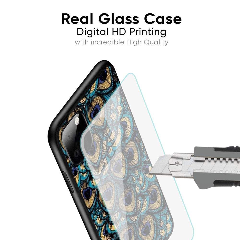 Peacock Feathers Glass case for Redmi Note 12 5G