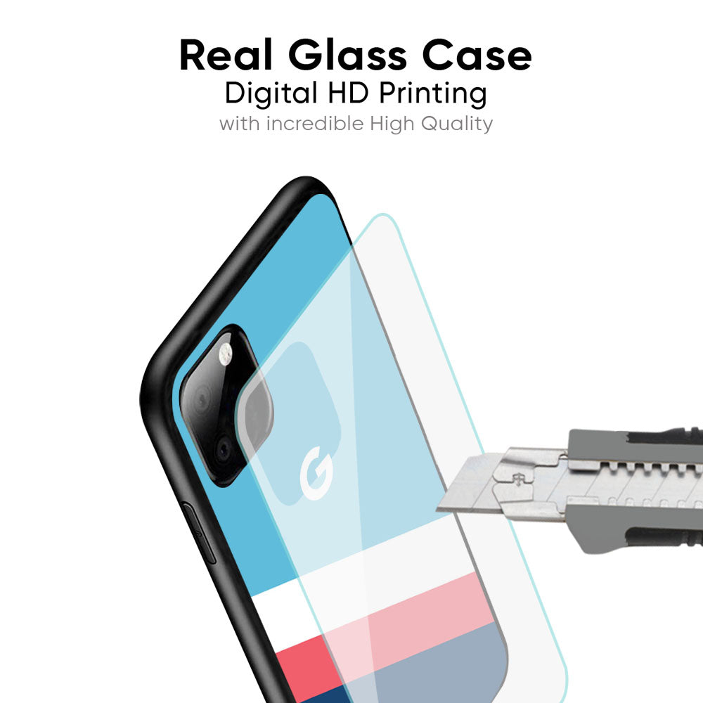 Pink & White Stripes Glass Case For Google Pixel 6a