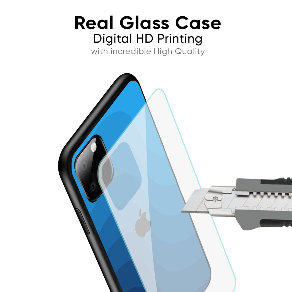 Blue Wave Abstract Glass Case for iPhone XS