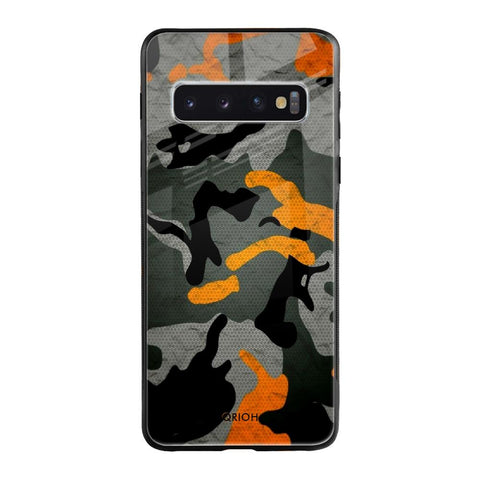 Camouflage Orange Samsung Galaxy S10 Glass Cases & Covers Online