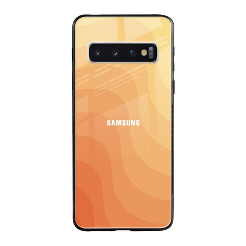 Orange Curve Pattern Samsung Galaxy S10 Glass Back Cover Online