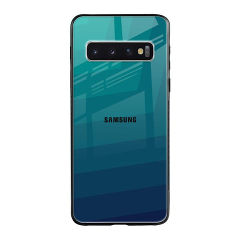Green Triangle Pattern Samsung Galaxy S10 Glass Back Cover Online
