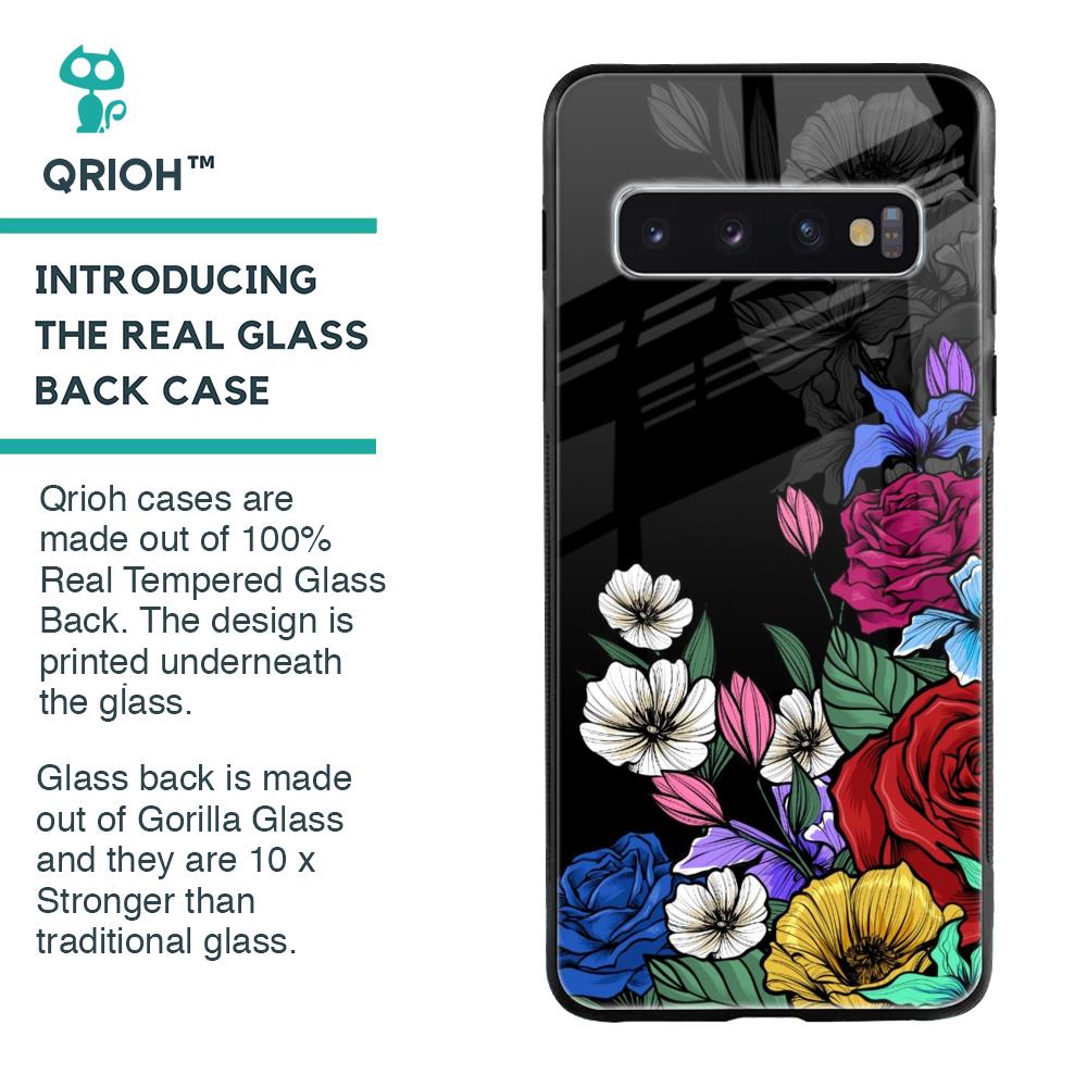Rose Flower Bunch Art Glass Case for Samsung Galaxy S10