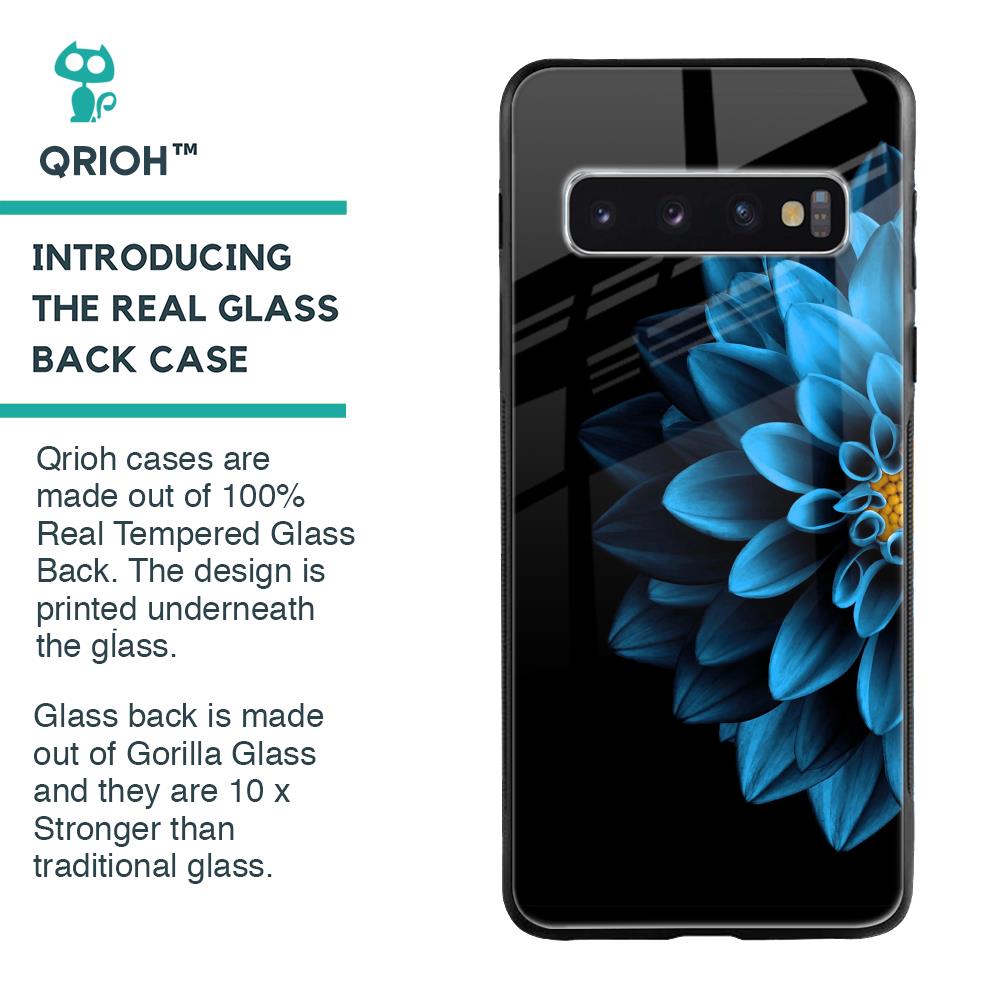 Half Blue Flower Glass Case for Samsung Galaxy S10