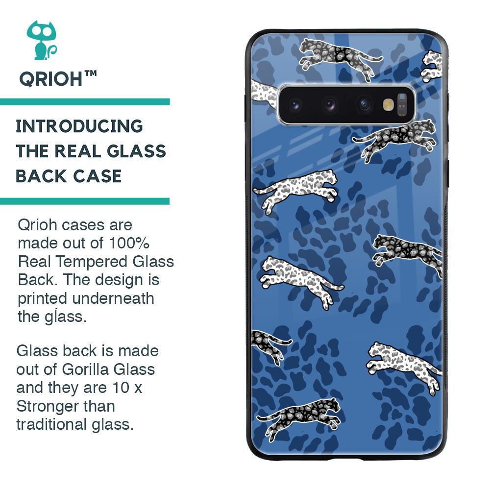 Blue Cheetah Glass Case for Samsung Galaxy S10