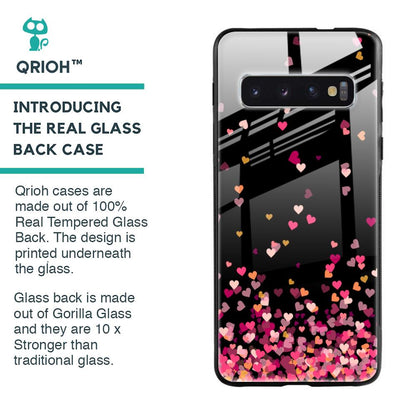 Heart Rain Fall Glass Case For Samsung Galaxy S10