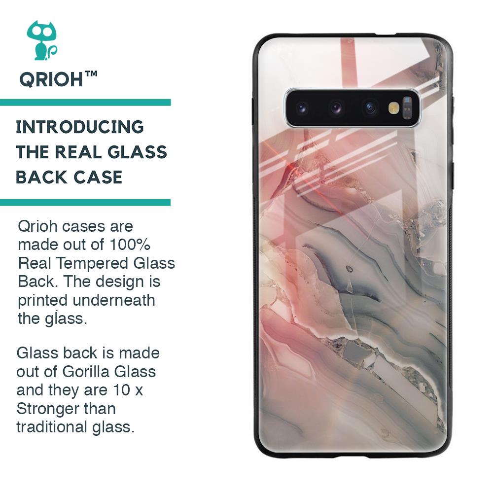 Pink And Grey Marble Glass Case For Samsung Galaxy S10