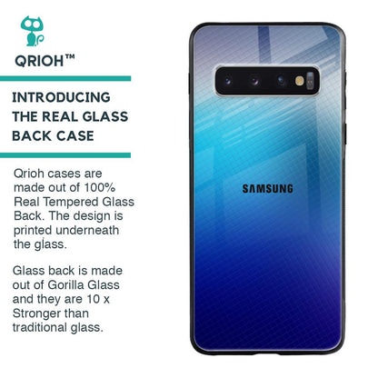 Blue Rhombus Pattern Glass Case for Samsung Galaxy S10