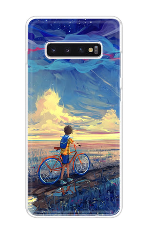 Riding Bicycle to Dreamland Samsung Galaxy S10 Back Cover