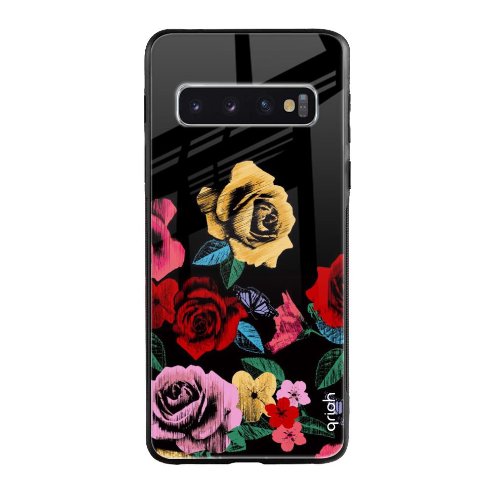 Floral Decorative Samsung Galaxy S10 Plus Glass Back Cover Online