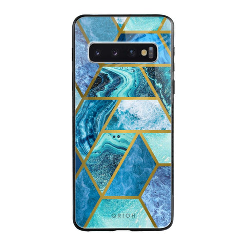 Turquoise Geometrical Marble Samsung Galaxy S10 Plus Glass Back Cover Online