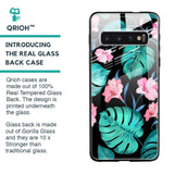 Tropical Leaves & Pink Flowers Glass case for Samsung Galaxy S10 Plus