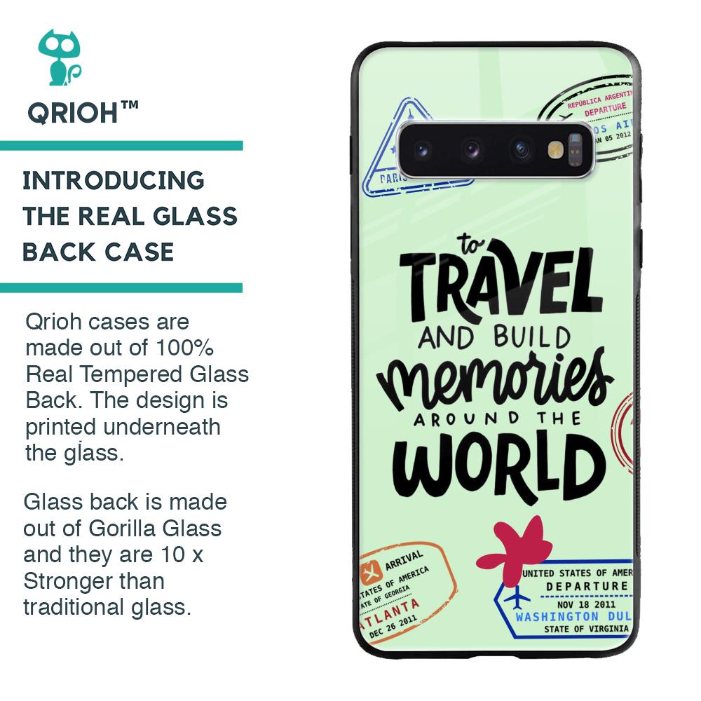 Travel Stamps Glass Case for Samsung Galaxy S10 Plus