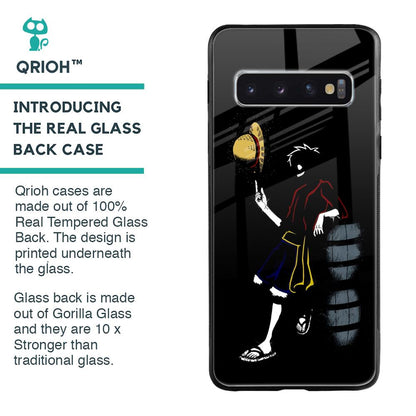 Luffy Line Art Glass Case for Samsung Galaxy S10 Plus