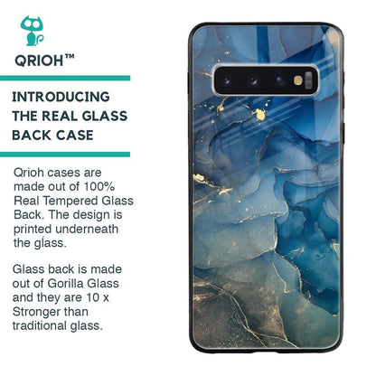Blue Cool Marble Glass Case for Samsung Galaxy S10 Plus