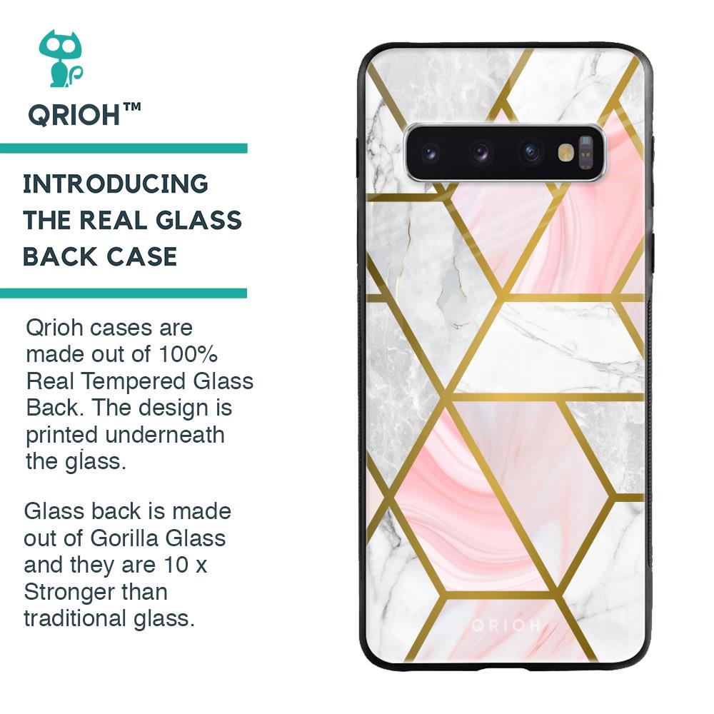Geometrical Marble Glass Case for Samsung Galaxy S10 Plus