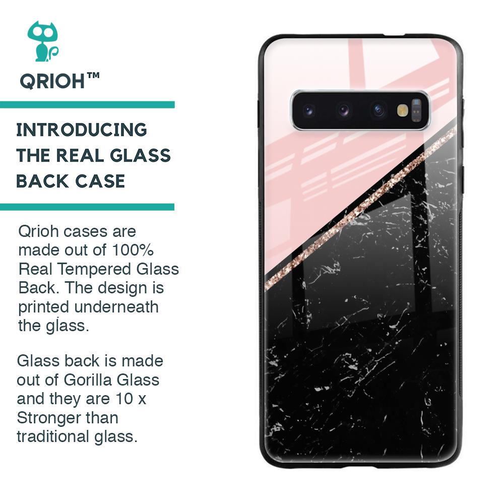 Marble Texture Pink Glass Case For Samsung Galaxy S10 Plus