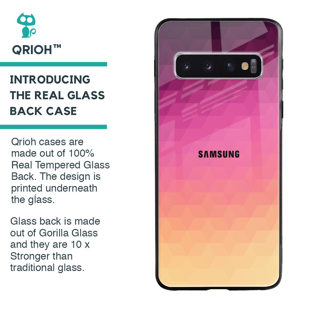 Geometric Pink Diamond Glass Case for Samsung Galaxy S10 Plus