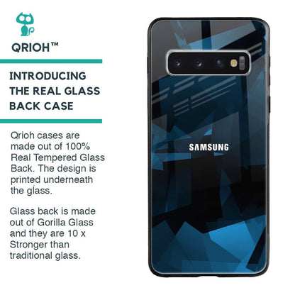 Polygonal Blue Box Glass Case For Samsung Galaxy S10 Plus