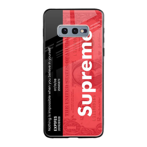 Supreme Ticket Samsung Galaxy S10E Glass Back Cover Online