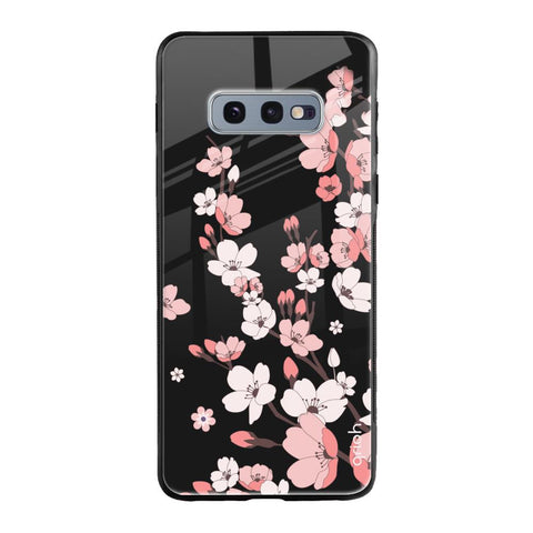Black Cherry Blossom Samsung Galaxy S10E Glass Cases & Covers Online