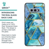 Turquoise Geometrical Marble Glass Case for Samsung Galaxy S10E