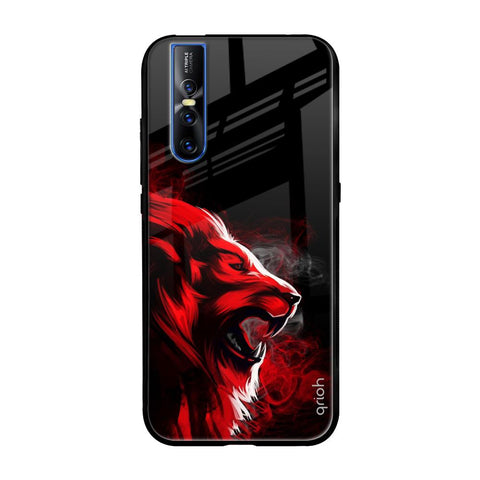 Red Angry Lion Vivo V15 Pro Glass Back Cover Online