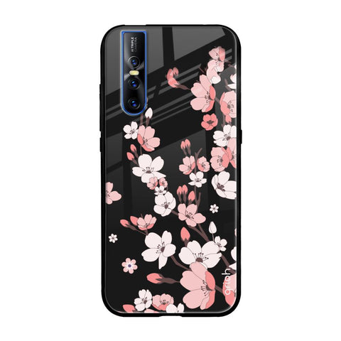 Black Cherry Blossom Vivo V15 Pro Glass Back Cover Online