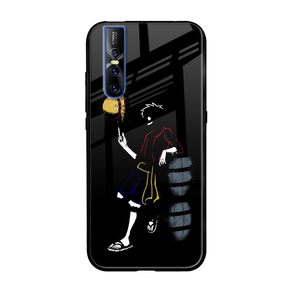 Luffy Line Art Vivo V15 Pro Glass Back Cover Online