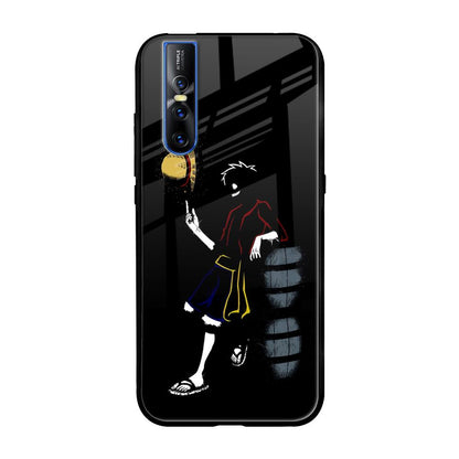 Luffy Line Art Vivo V15 Pro Glass Back Cover Online