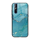 Blue Golden Glitter Vivo V15 Pro Glass Back Cover Online