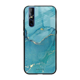 Blue Golden Glitter Vivo V15 Pro Glass Back Cover Online