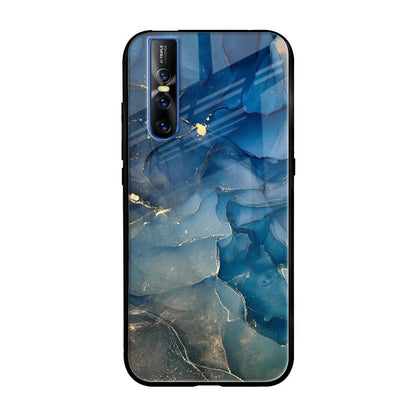 Blue Cool Marble Vivo V15 Pro Glass Back Cover Online