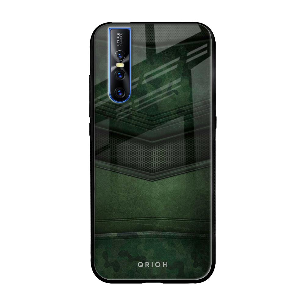Green Leather Vivo V15 Pro Glass Back Cover Online
