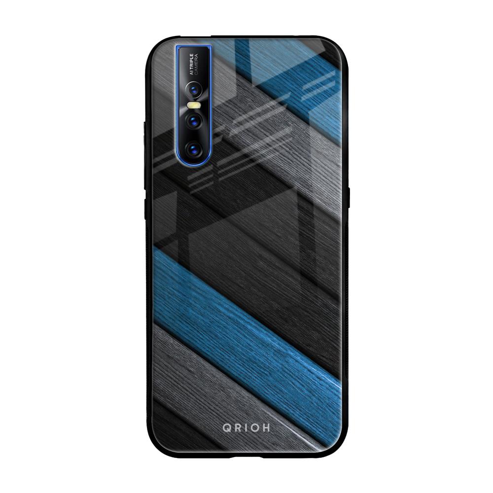 Multicolor Wooden Effect Vivo V15 Pro Glass Back Cover Online