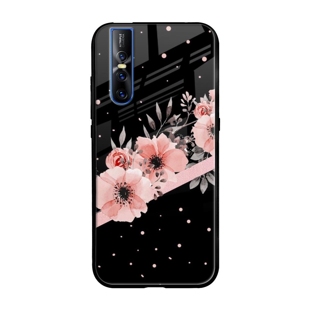 Floral Black Band Vivo V15 Pro Glass Cases & Covers Online