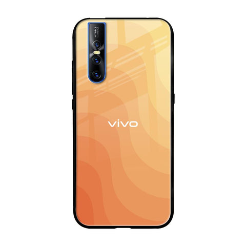 Orange Curve Pattern Vivo V15 Pro Glass Back Cover Online