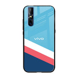 Pink & White Stripes Vivo V15 Pro Glass Back Cover Online