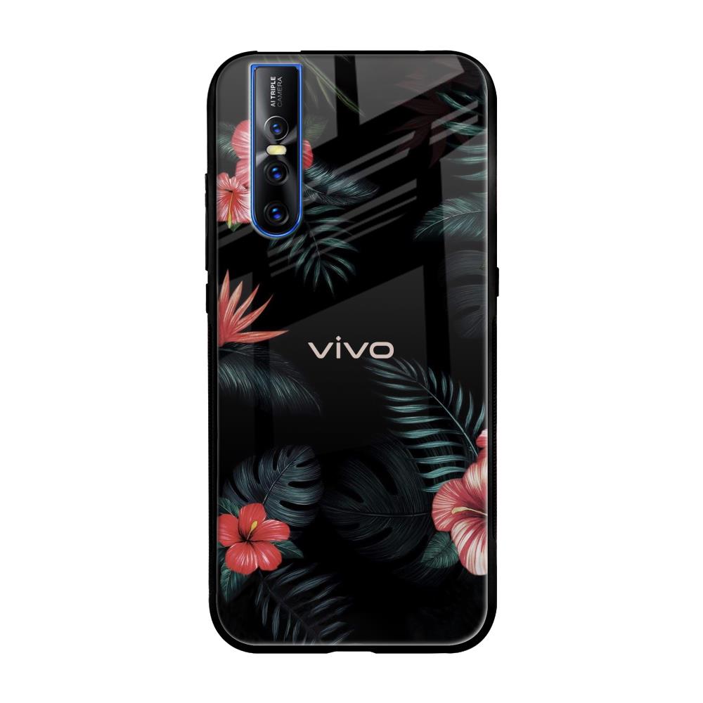 Tropical Art Flower Vivo V15 Pro Glass Back Cover Online