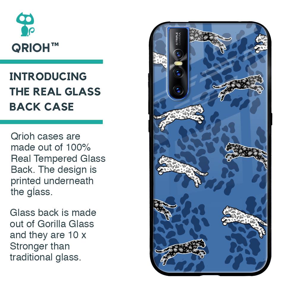 Blue Cheetah Glass Case for Vivo V15 Pro