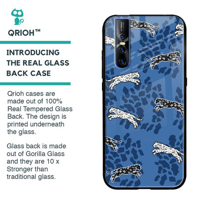 Blue Cheetah Glass Case for Vivo V15 Pro