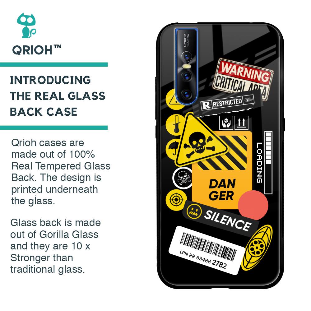 Danger Signs Glass Case for Vivo V15 Pro