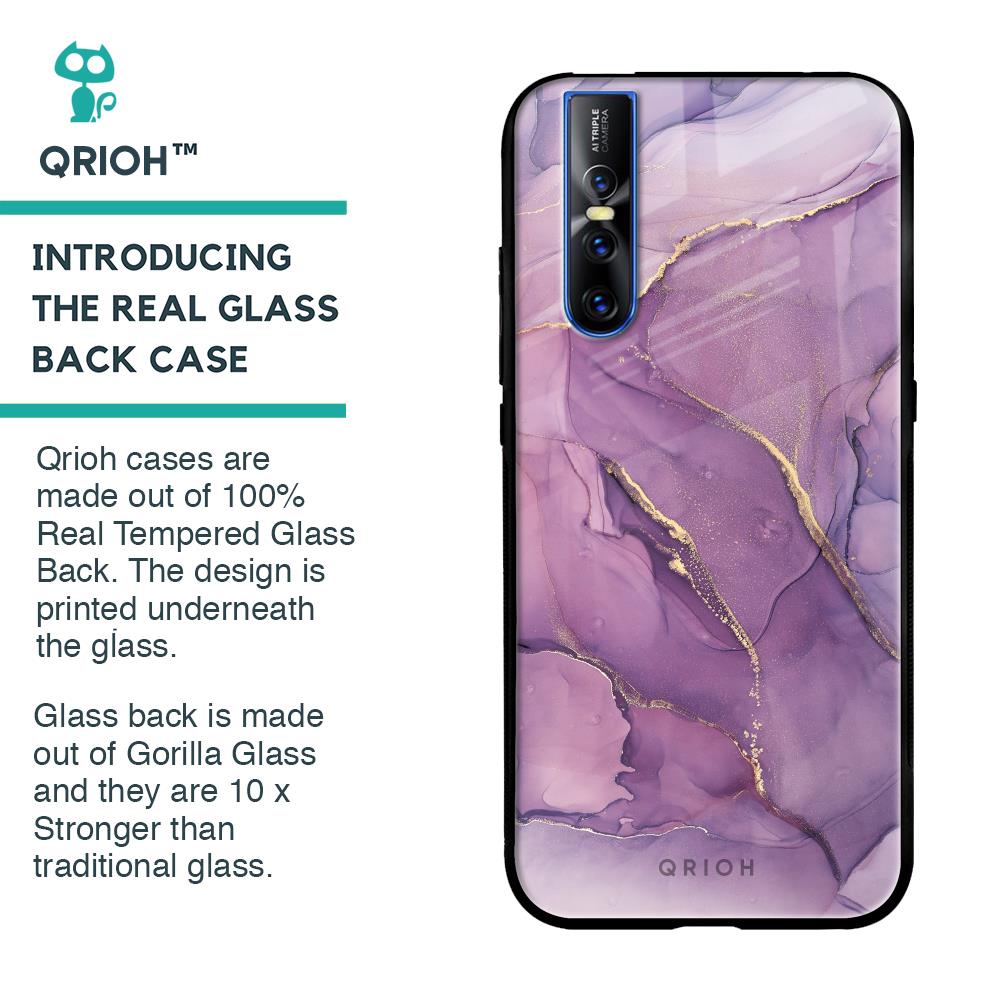 Purple Gold Marble Glass Case for Vivo V15 Pro