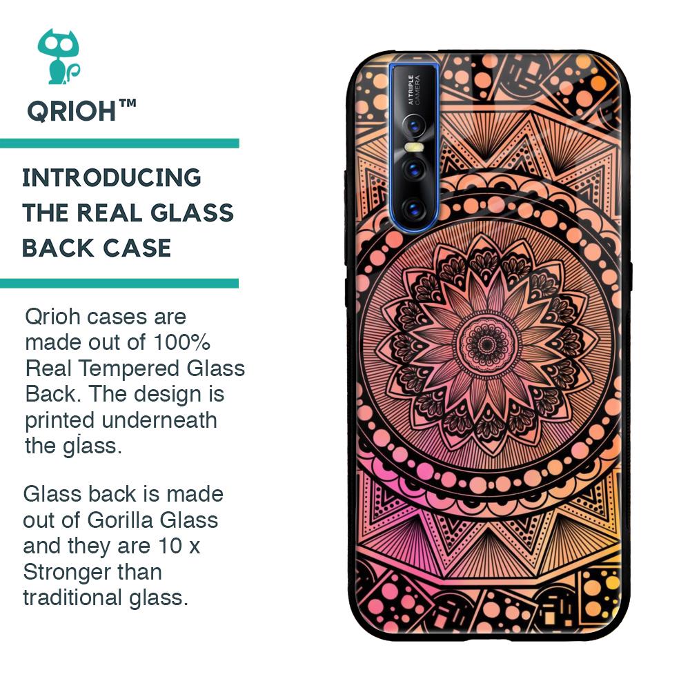 Floral Mandala Glass Case for Vivo V15 Pro
